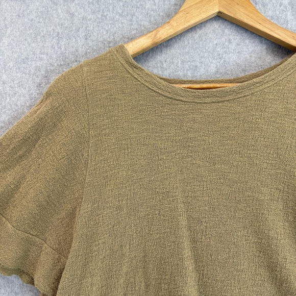 Madewell Texture &‎ Thread Flutter-Sleeve Top Tundra Crew Neck Cotton Womens XS - Picture 4 of 9